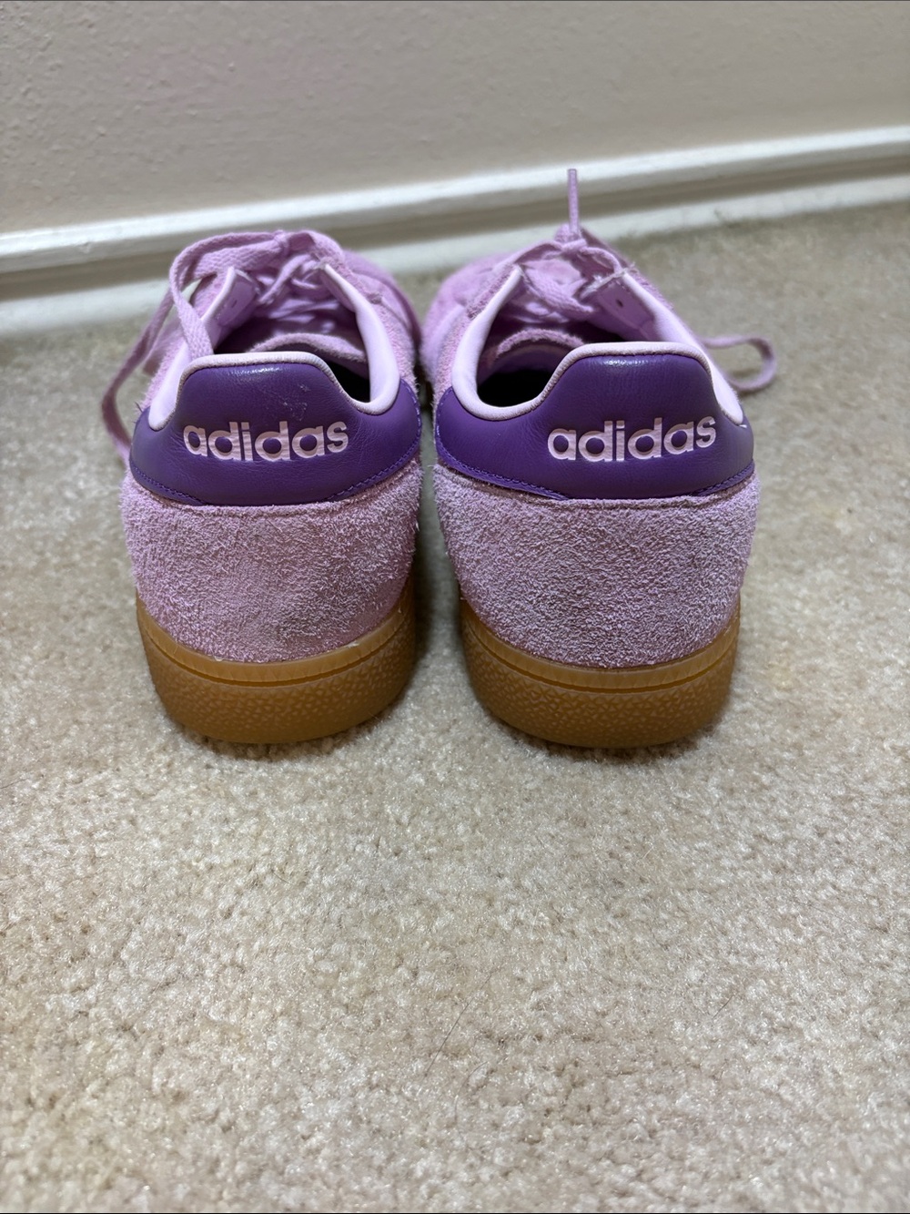 adidas Lavender Suede Sneakers with Purple and Light Blue Stripes - Picture 4 of 7